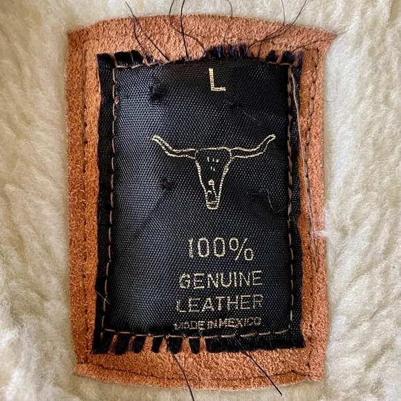 Vintage Caramel Brown Suede Leather Vest Cream Sherpa Lining Large Western - Picture 11 of 11